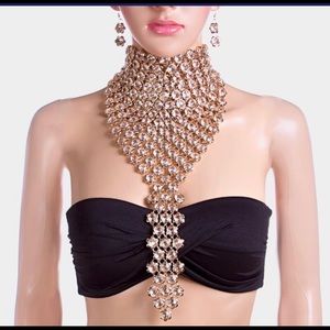 Gold Reversible Choker Bib Necklace
